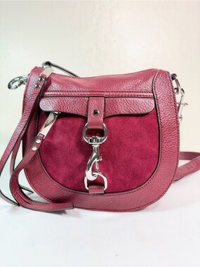 Rebecca Minkoff Burgundy Leather Suede Crossbody Saddle Bag w/ Dust Bag